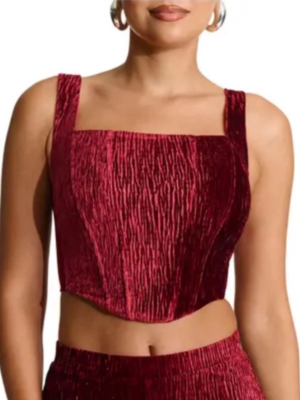 Naked Wardrobe Boned Plush Velvet Top Crop - size large - NWT
